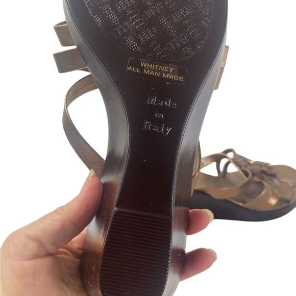Italian Shoemakers 10.5 beaded/ slip on wedge metallic bronze sandals - Picture 8 of 10